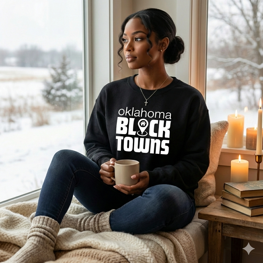 Oklahoma Black Towns Crewneck Sweater – Black Heritage Winter Collection | Bigger Than Food