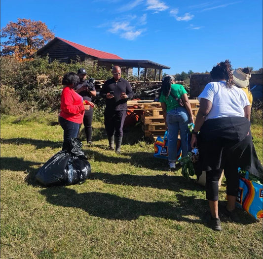 Community members gathering at Growing For Good Farm in Spencer, Oklahoma